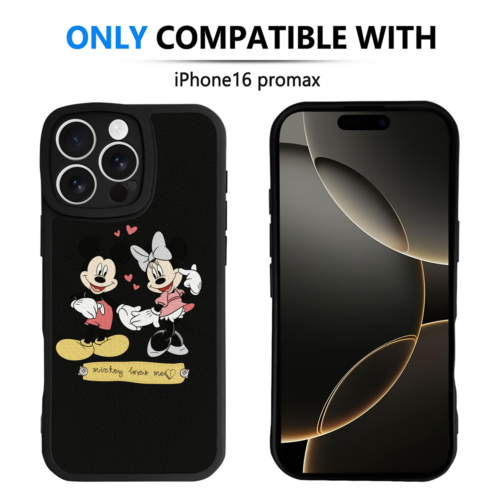 （画像用） ミッキーマウス Mickey Mouse 【iPhone 16シリーズ対応】シリコンスマホケース（レザー調） 材質：シリコン